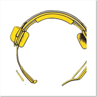 Headphone Yellow Shadow Silhouette Anime Style Collection No. 397 Posters and Art